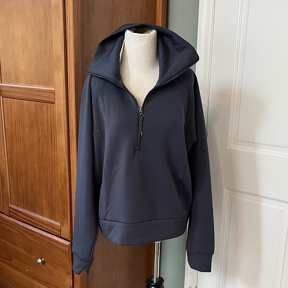 NWT Spanx Air Essentials half zip L Dark Storm
